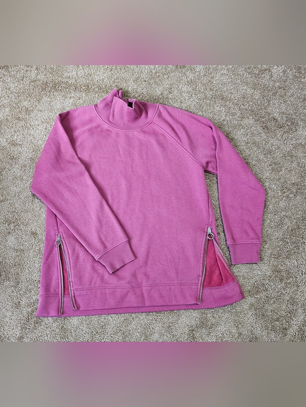 Athleta Pink Zip-Side Pullover Sweatshirt Size M